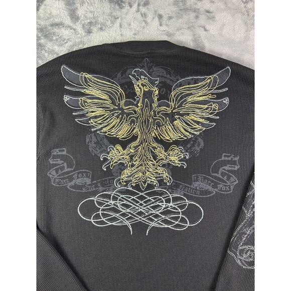 One Nation Thermal Shirt 2XL Black Long Sleeve Phoenix Graphic Biker Style - Picture 8 of 9